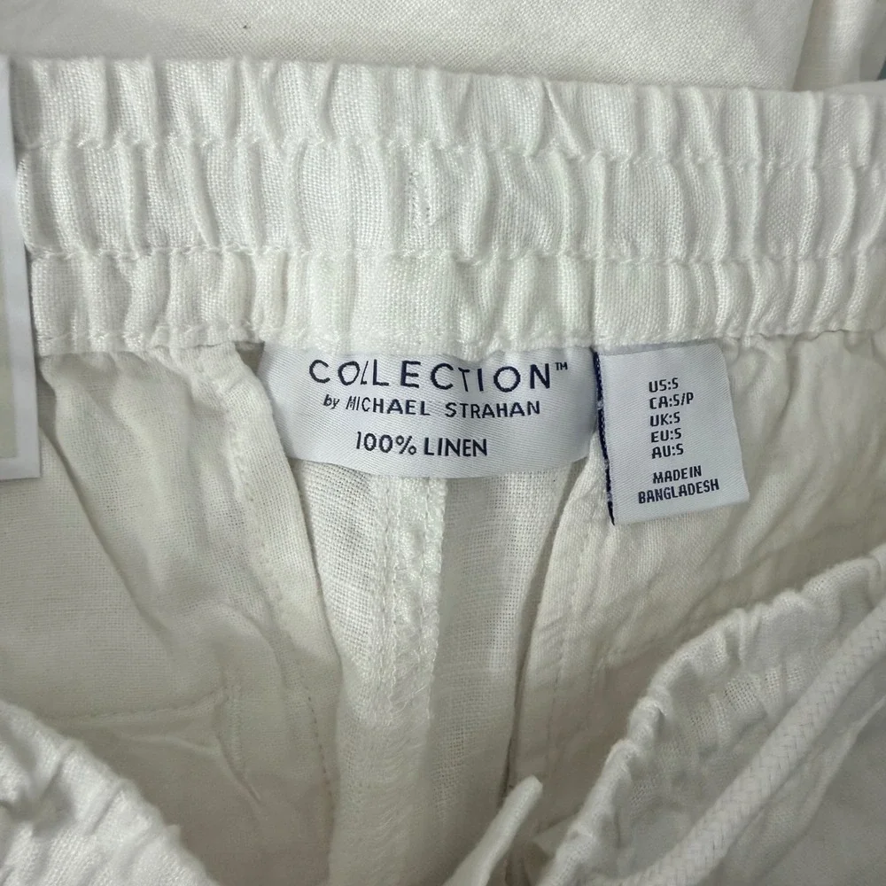 Collection by Michael Strahan Mens White 100% Linen Drawstring Pants Size S NWT